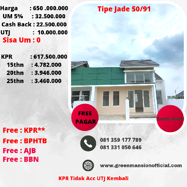Rumah Ready Dp 0 Free Biaya2