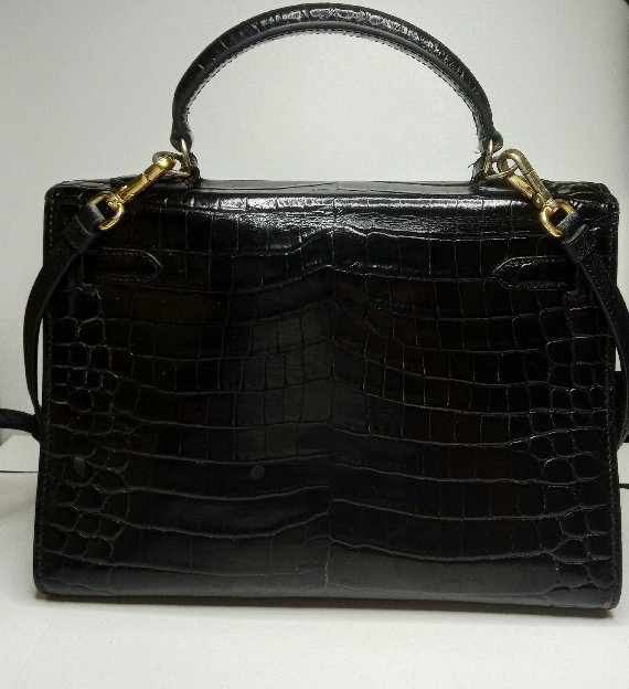 HERMES KELLY CROCO - BLACK