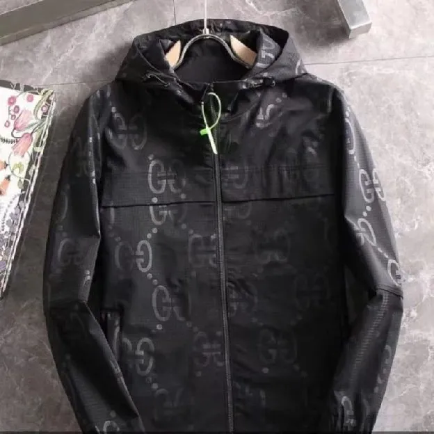 Jaket bomber hoodie zipper pria gucci