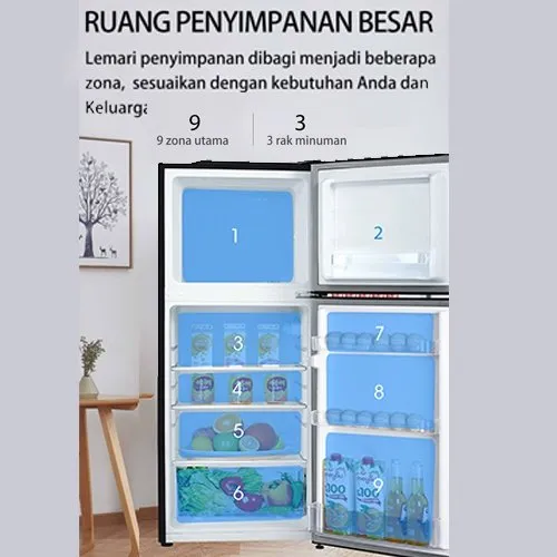 Kulkas 2 Pintu (Refrigerator) Lemari Es Kapasitas 122 Liter FTM155DB Black (Semi Auto Defrost) (Kulk