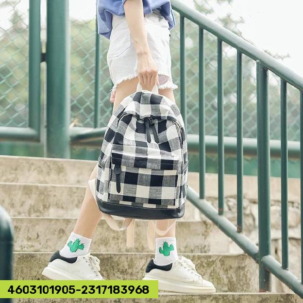 DISKON ❗❗Tas Ransel Wanita Motif Square/Backpak Korea Murah/Tas Murah Batam 