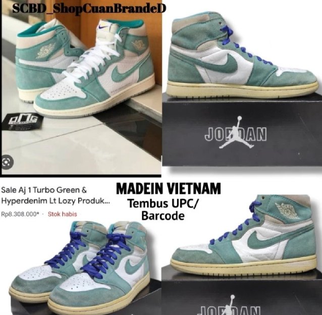 Sepatu Original Nike Jordan 1 Retro High Turbo Green Size 42 Insole 26.5cm Tembus Upc Dan Barcode