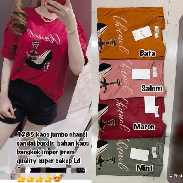 Kaos Import Cantikkecekerencombi Renda Brukat _bordir Timbul *Chanel* Tebal Street Adem Ready 4 Wrna