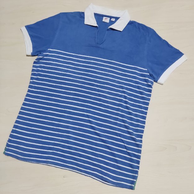 Uniqlo X Michael Bastian Kaos Kerah V Neck Blue Stripe Original Second