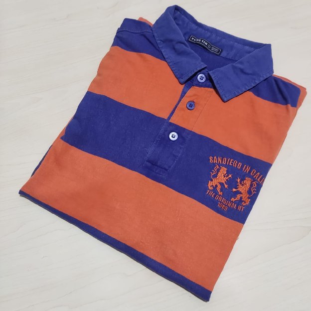 Hangten Kaos Polo Shirt Big Stripe San Diego California Original Second
