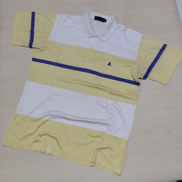 Bean Pole Kaos Polo Shirt Big Stripe White Yellow Original Second