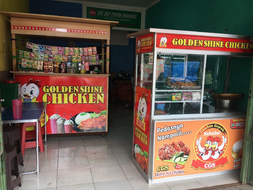 paket usaha ayam geprek etalase dan gerobak