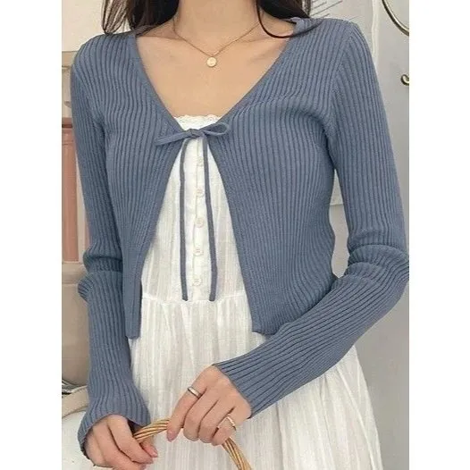 CARDIGAN RAJUT CROP TOP RIB PREMIUM - CARDIGAN WANITA KOREAN STYLE OUTER KEKINIAN VIRAL