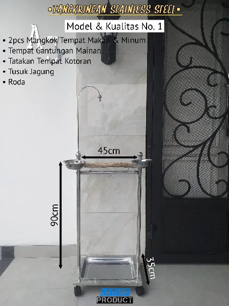 (COD) Tangkringan Stainless Steel Burung Parrot