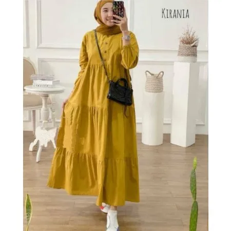Gamis Terbaru Kekinian Midi Dress Rayon Polos Fashion Muslim Dewasa
