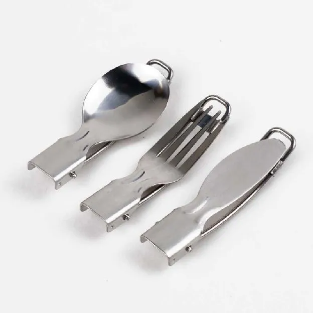 Sendok garpu lipat portable stainless steel