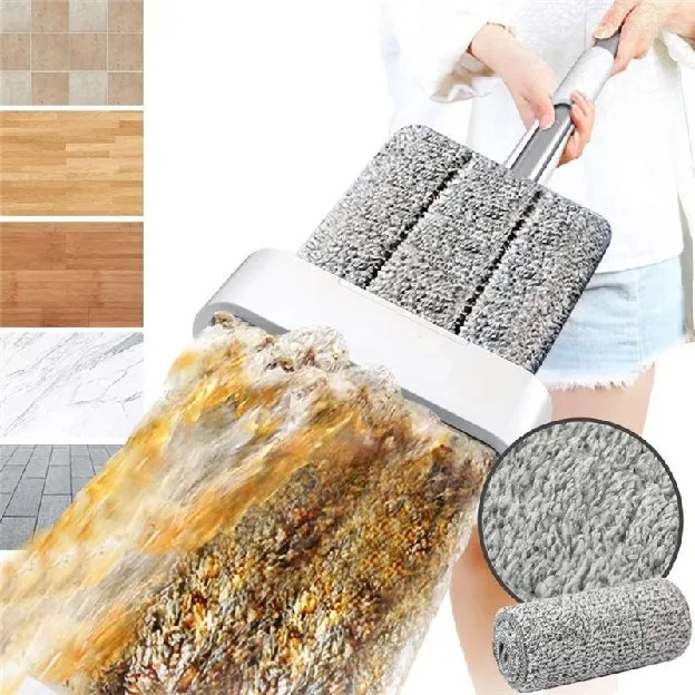 Alat PEL Lantai Otomatis Flat Mop Alat Pel Sapu Praktis Hand free Hand Wash Free