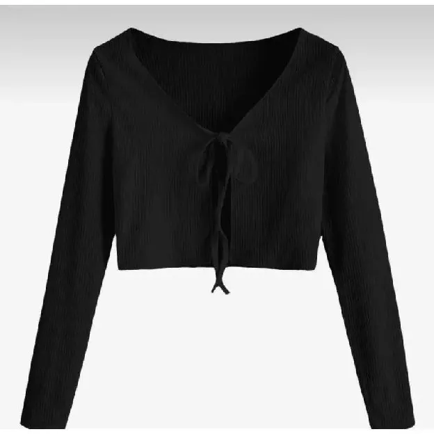 CARDIGAN RAJUT CROP TOP RIB PREMIUM - CARDIGAN WANITA KOREAN STYLE OUTER KEKINIAN VIRAL