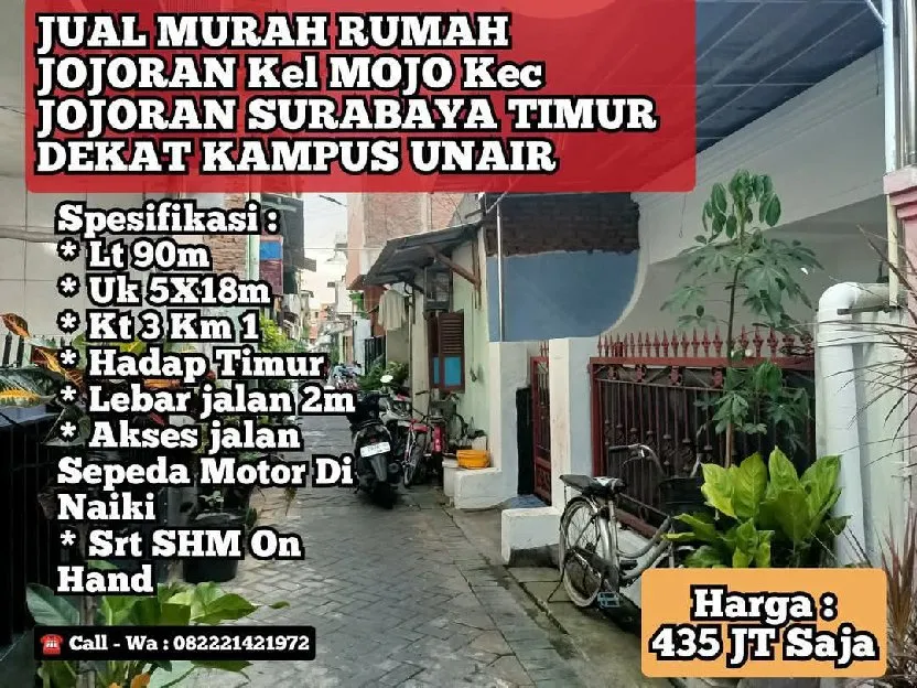 Jual Rumah Jojoran Timur Surabaya Dekat Kampus Unair