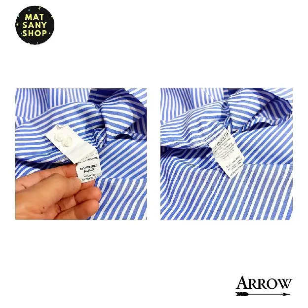 Kemeja Lengan Panjang Kasual Kantor Formal Arrow Garis Garis