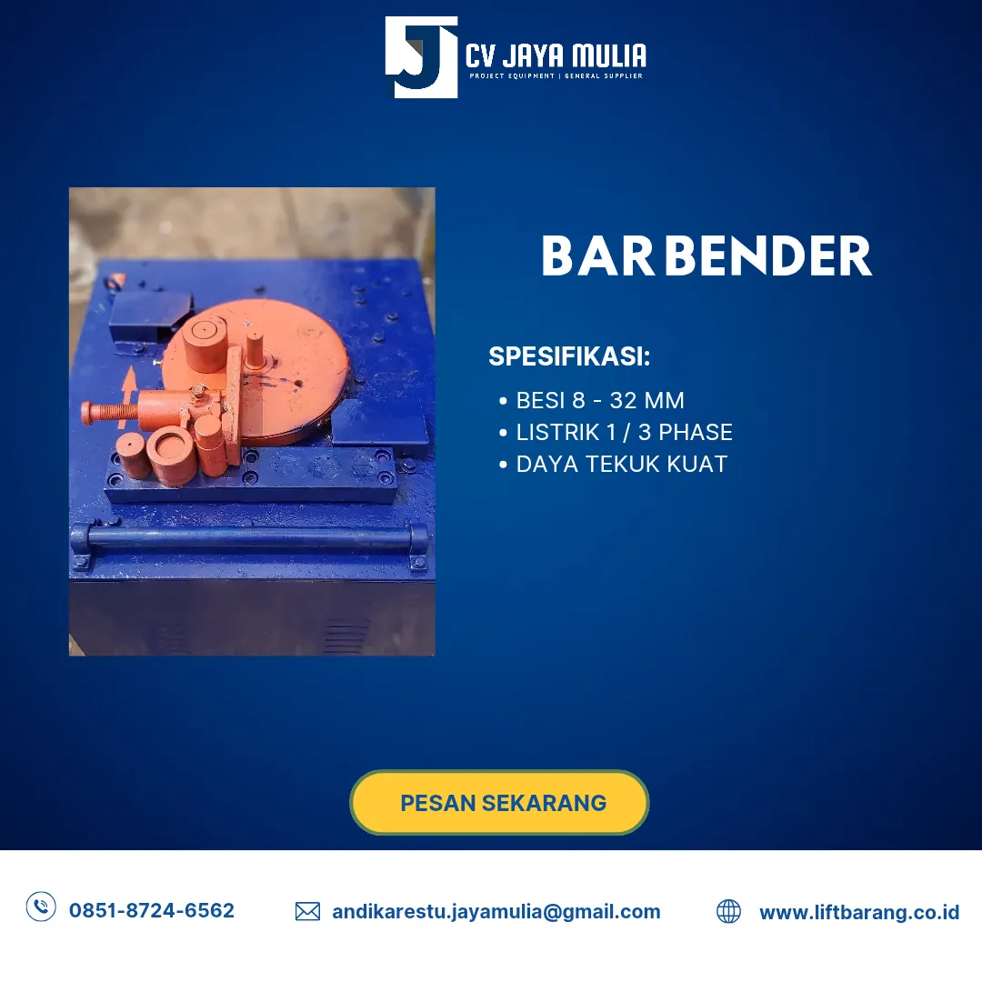 Sewa Bar Bender Kabupaten Banyuwangi Alat Pembengkok Besi Beton Diameter 8 mm - 32 mm