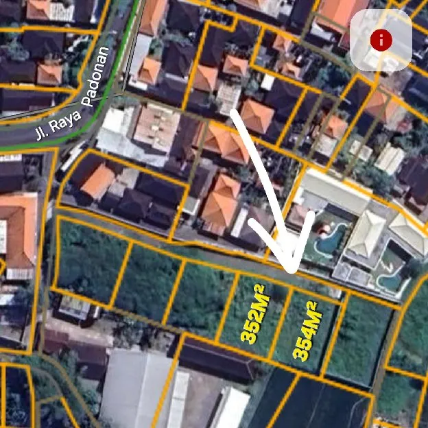 Dijual 3,52 & 3,54 are, Jl. Raya Padonan Tibubeneng Dalung Kuta Utara