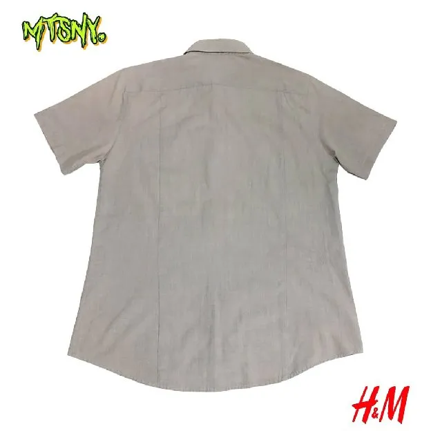 Kemeja Slim Fit Kasual Kerja HNM H&M Easy Iron Lengan Pendek