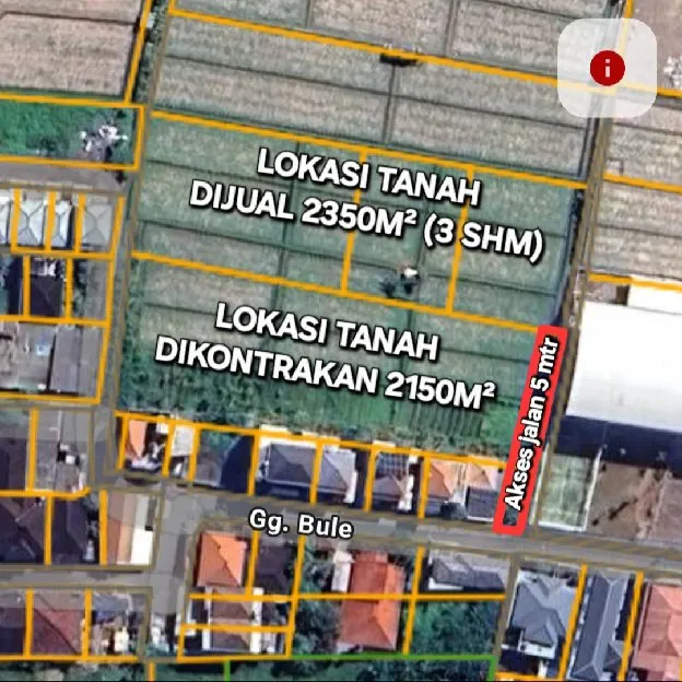 Dijual 23,5 are, Jl. Tukad Balian Gg. Bule Sidakarya Renon Denpasar