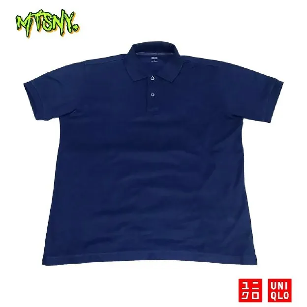 Kaos Polo Uniqlo Pria Lengan Pendek Biru Dongker Original