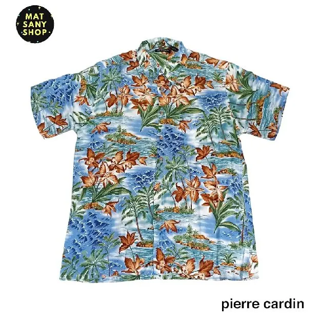 Kemeja Hawai Pantai Tropical Plant Full Print Pierre Cardin