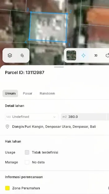 Dijual 3,8 are, Jl. Gadung Belakang RSU PURI RAHARDJA Dangin Puri Kangin Denpasar