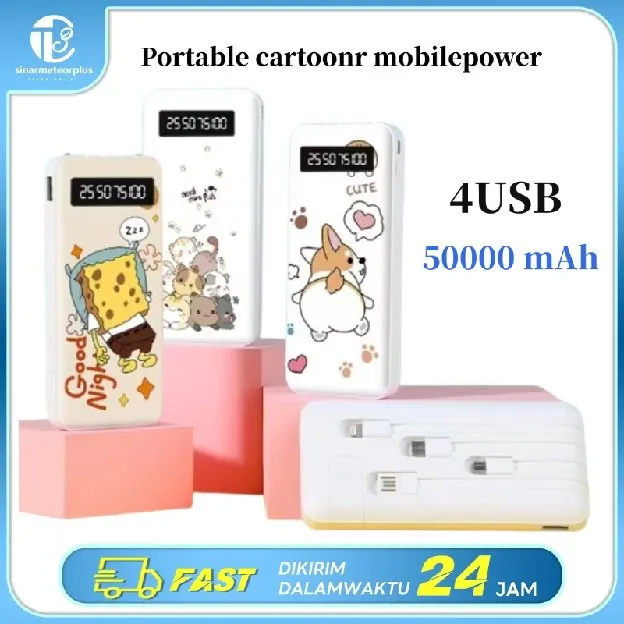 Powerbank 50000mAh 4 Kabel Fast Charging Digital Display