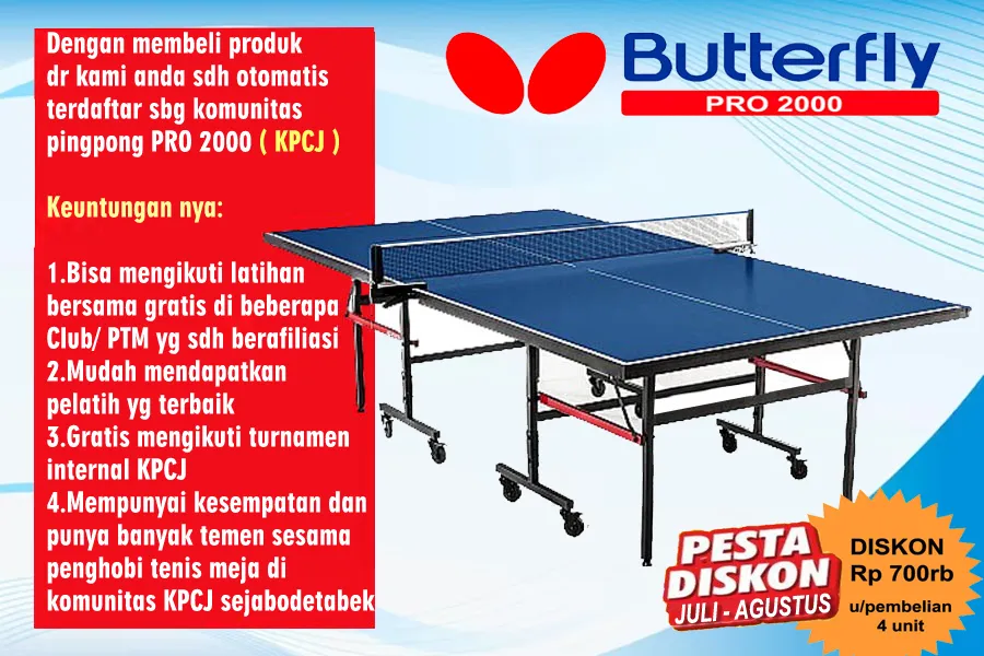 tenis meja pingpong merk Butterfly pro 2000