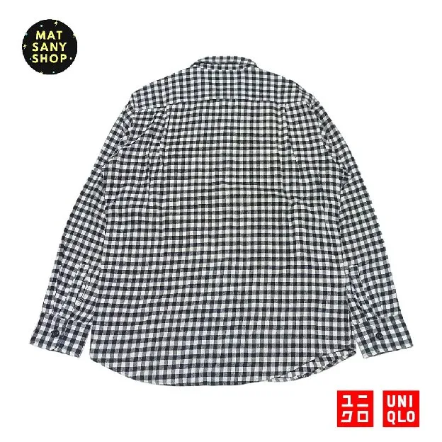 Kemeja Flanel Lengan Panjang Uniqlo Pola Checker Board Kotak