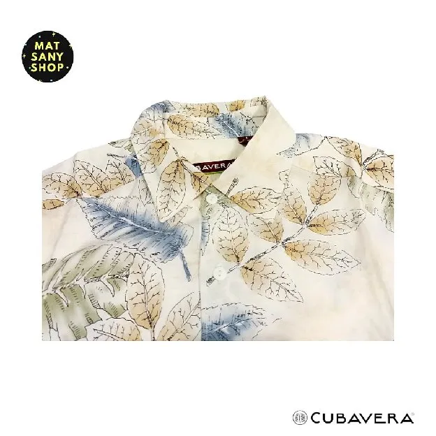 Kemeja Pantai Hawai Floral Lengan Pendek Cubavera Vintage