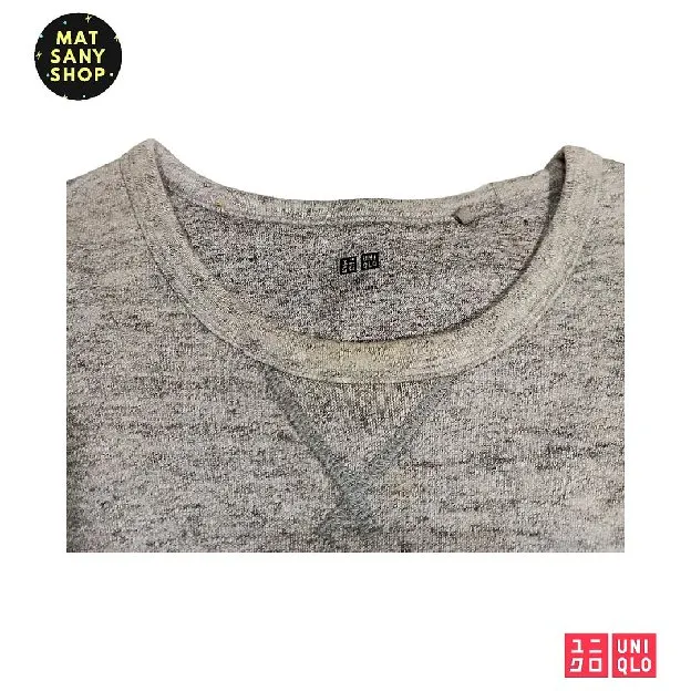 Sweater Crewneck Kasual Uniqlo Basic Abu Abu Sweatshirt