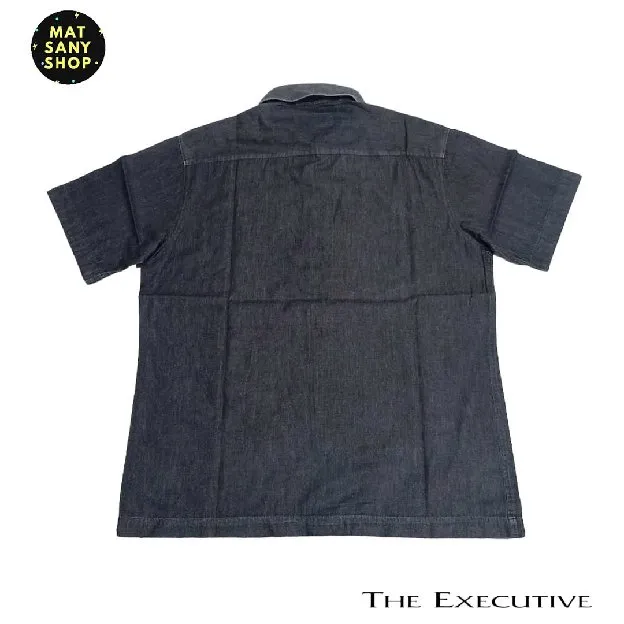 Kemeja Denim Jeans Lengan Pendek The Executive Kasual Formal