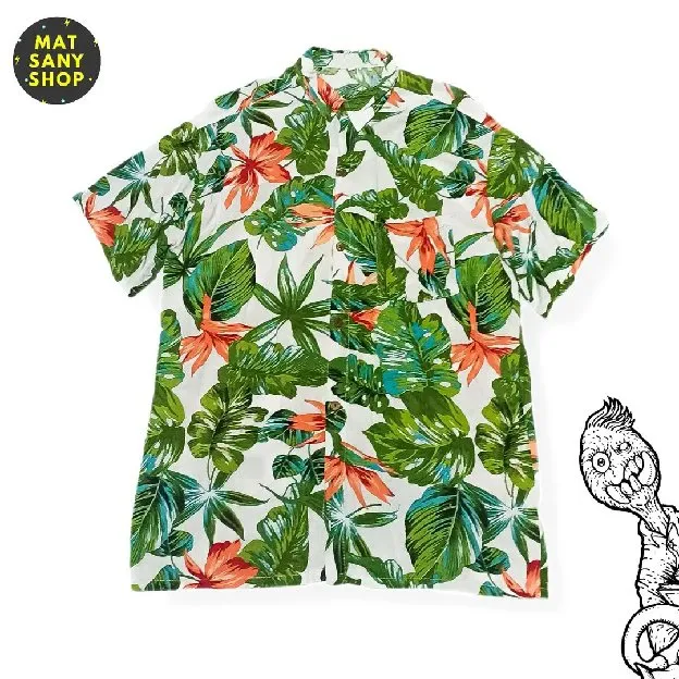 Kemeja Pantai Hawai Floral Grafis Musim Panas Vintage