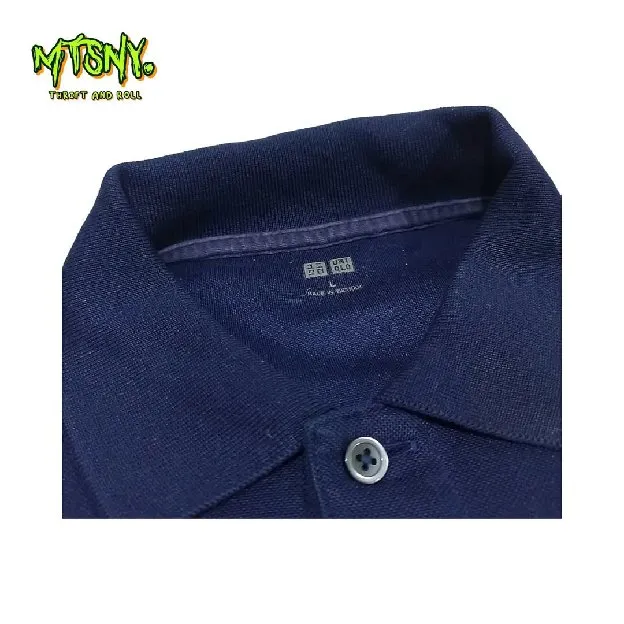 Kaos Polo Uniqlo Pria Lengan Pendek Biru Dongker Original