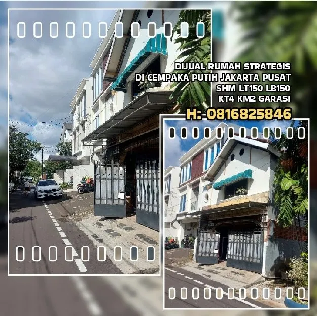 DIJUAL RUMAH STRATEGIS DI CEMPAKA PUTIH JAKARTA PUSAT. SHM LT150 LB150 KT4 KM2 GARASI.