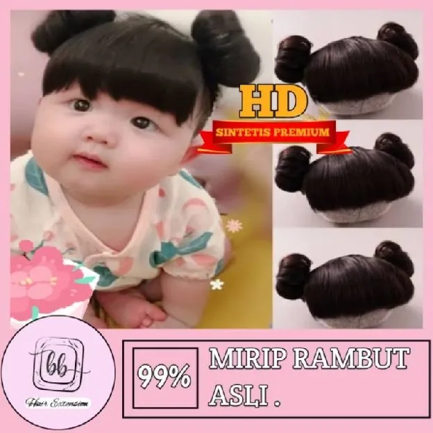 bandana poni Cepol,bando wig poni bayi anak rambut sintetis HD PREMIUM untuk anak anak