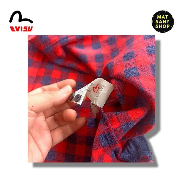 Kemeja Gunung Flanel Lengan Panjang Evisu Jeans Denim Japan