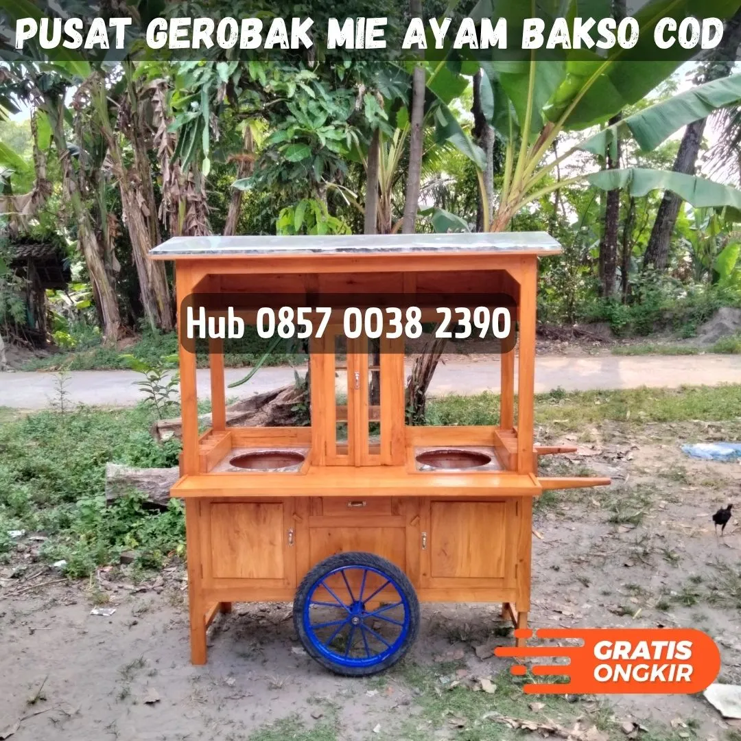 Pembuat Rombong gerobak mie ayam bakso kayu jati Kec Puspo Pasuruan Bayar COD Free Ongkir