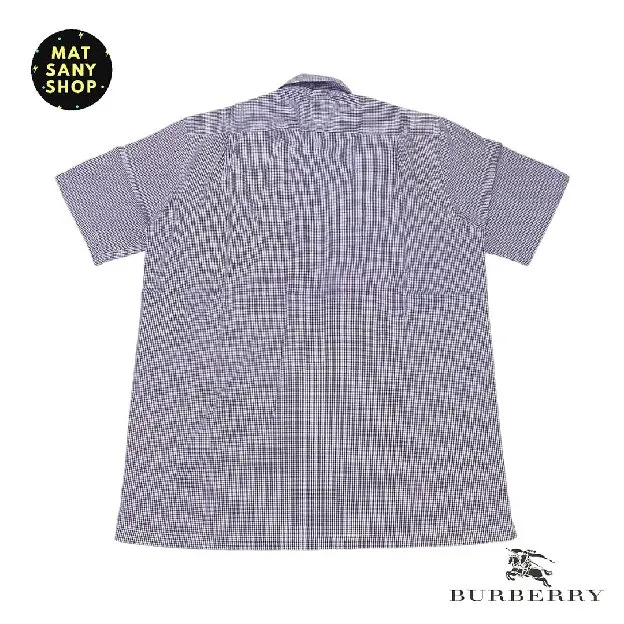 Kemeja Kasual Formal Burberry Vintage Short Sleeve Kotak Kotak Lawas