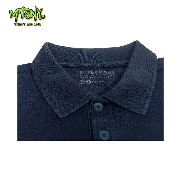 Kaos Polo Pria Screamous Hitam Polos Lengan Pendek Casual