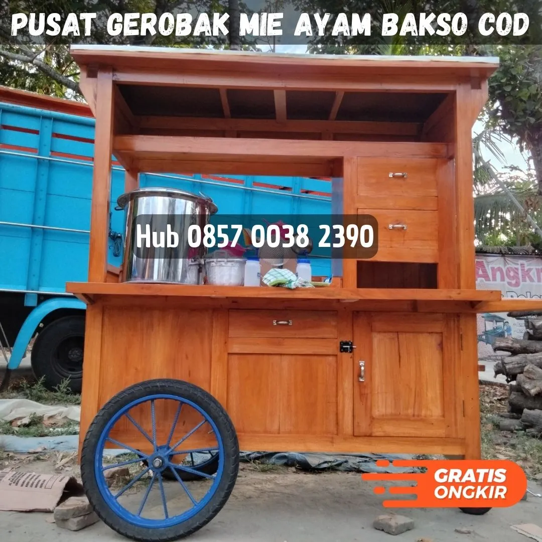 Spesialis Rombong gerobak mie ayam aesthetic Kec Gondang Wetan Pasuruan Bayar COD Free Ongkir