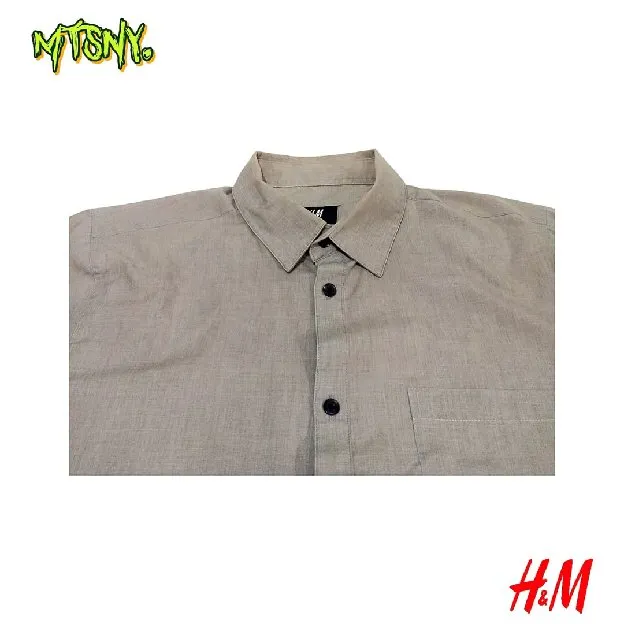 Kemeja Slim Fit Kasual Kerja HNM H&M Easy Iron Lengan Pendek