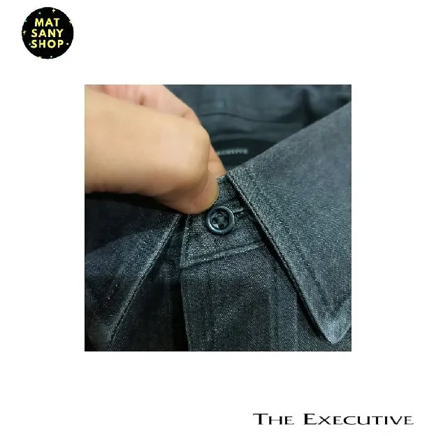 Kemeja Denim Jeans Lengan Pendek The Executive Kasual Formal