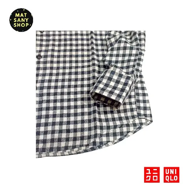 Kemeja Flanel Lengan Panjang Uniqlo Pola Checker Board Kotak