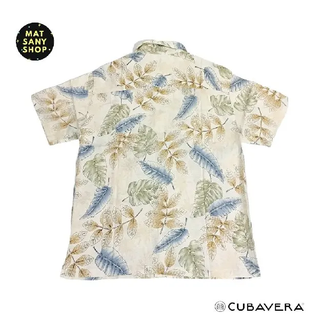 Kemeja Pantai Hawai Floral Lengan Pendek Cubavera Vintage