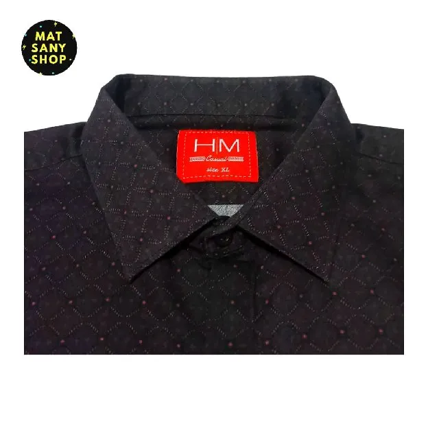 Kemeja Formal Kasual Harry Martin Slim Fit Short Sleeve Merah Marun Lengan Pendek