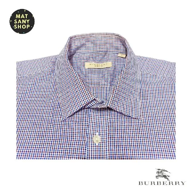 Kemeja Kasual Formal Burberry Vintage Short Sleeve Kotak Kotak Lawas