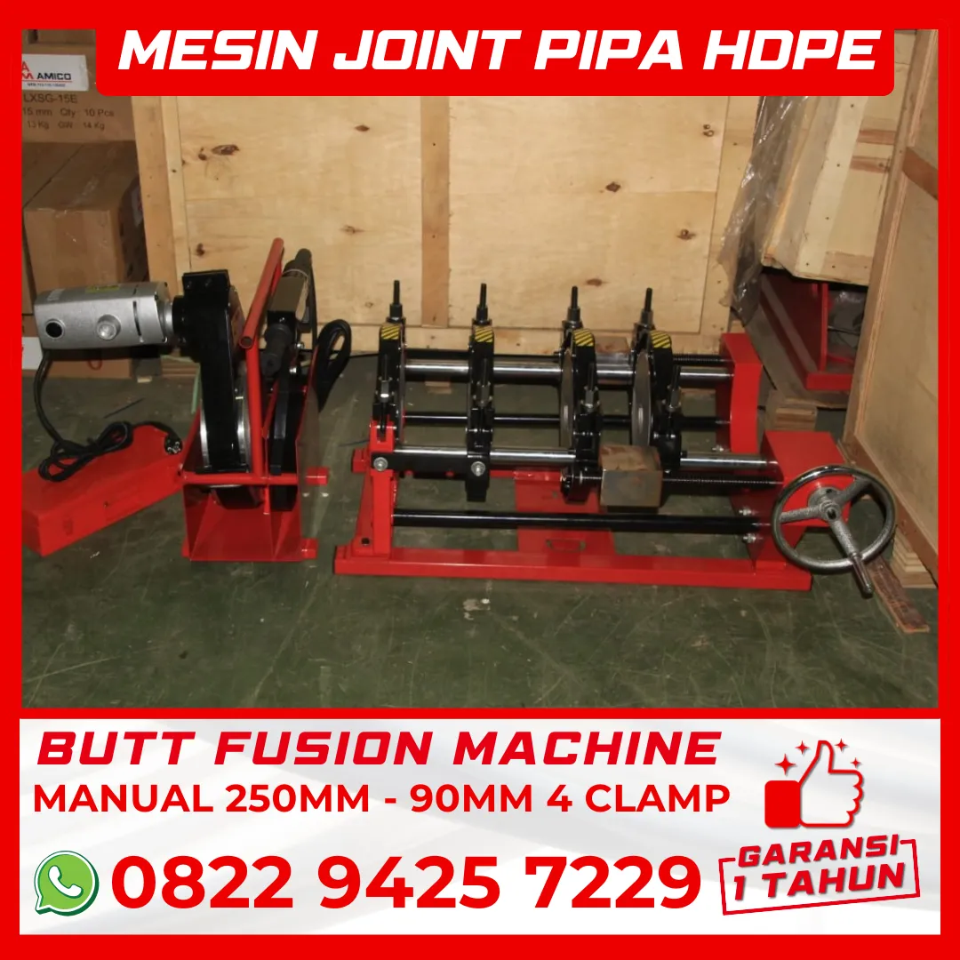Mesin Las PIPA HDPE Ukuran 250mm - 90mm L 4 Clamp Harga Distributor