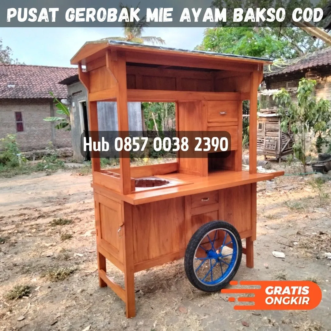 Pusat Rombong gerobak mie ayam minimalis Kec Karangploso Malang Bayar COD Free Ongkir