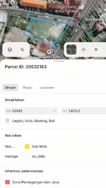 Dijual 16,75 are, Jl. Dewi Sri Legian Seminyak Sunsetroad Kuta